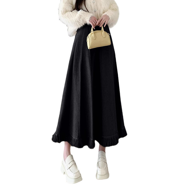 Damen Eleganter Maxirock mit Fransen Drune