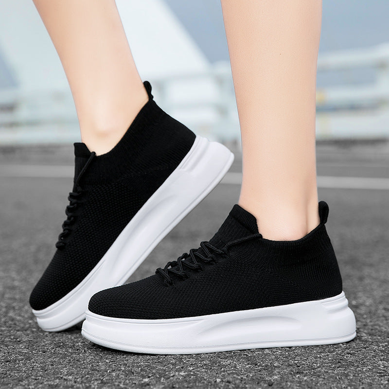 Damen nan elastischer Strick-Slip-on Sneaker mit viskoelastischer Fußbett-Einlage und dämpfender Plateau-Laufsohle Drune