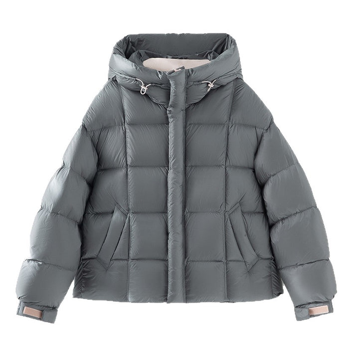 Damen Kurze Stepp-Daunenjacke mit Kapuze Drune