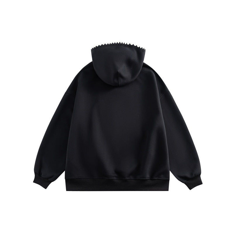 Unisex Weit geschnittener Kapuzenpullover mit Patchwork-Applikation und Kängurutasche Drune