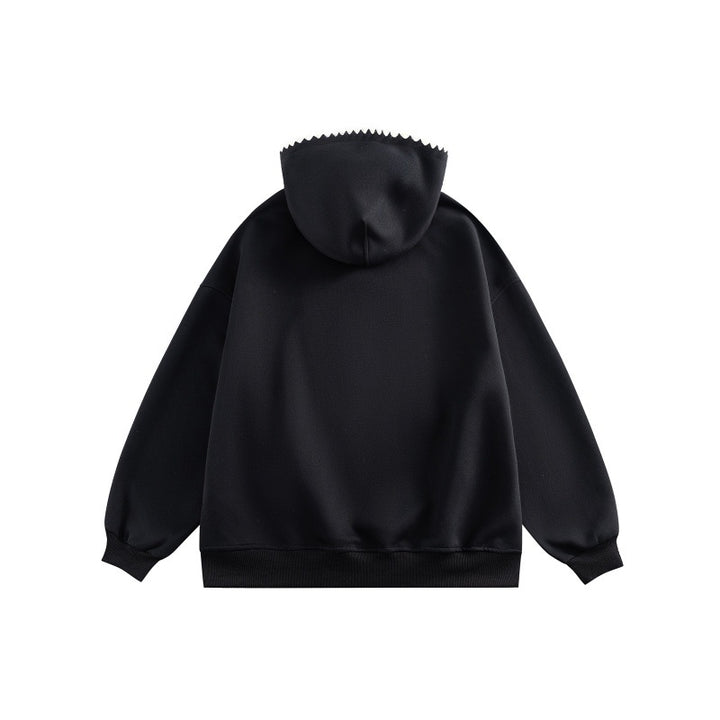 Unisex Weit geschnittener Kapuzenpullover mit Patchwork-Applikation und Kängurutasche Drune