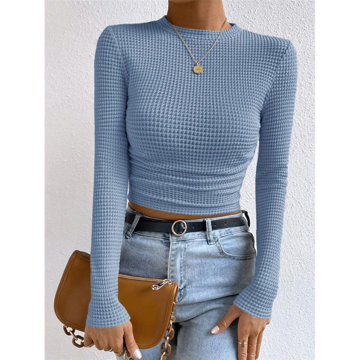 Damen Langarm-Crop-Top aus strukturiertem Jersey Drune