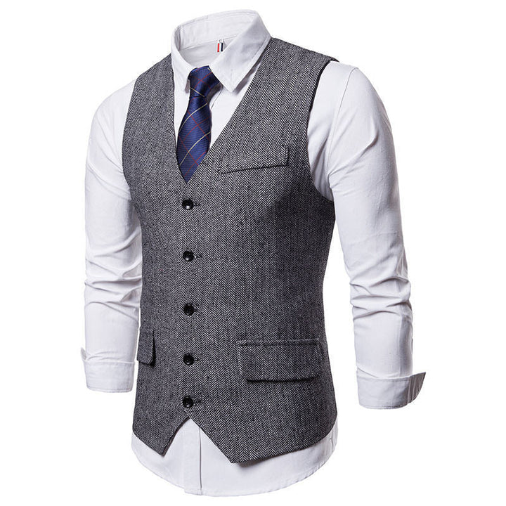 Herren elegante Weste im klassischen Herringbone-Design mit praktischen Taschen Drune