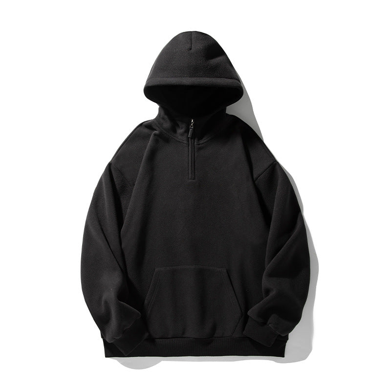 Unisex Thermo-Fleece-Hoodie im Boxy-Schnitt mit Halbzip und Kängurutasche Drune