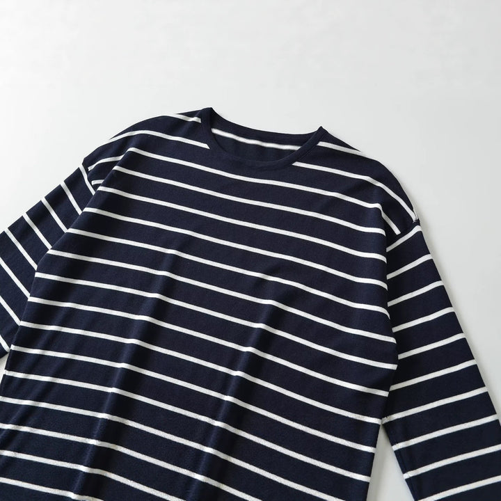 Damen Oversize Streifen-Tunika mit 3/4-Ärmeln Drune