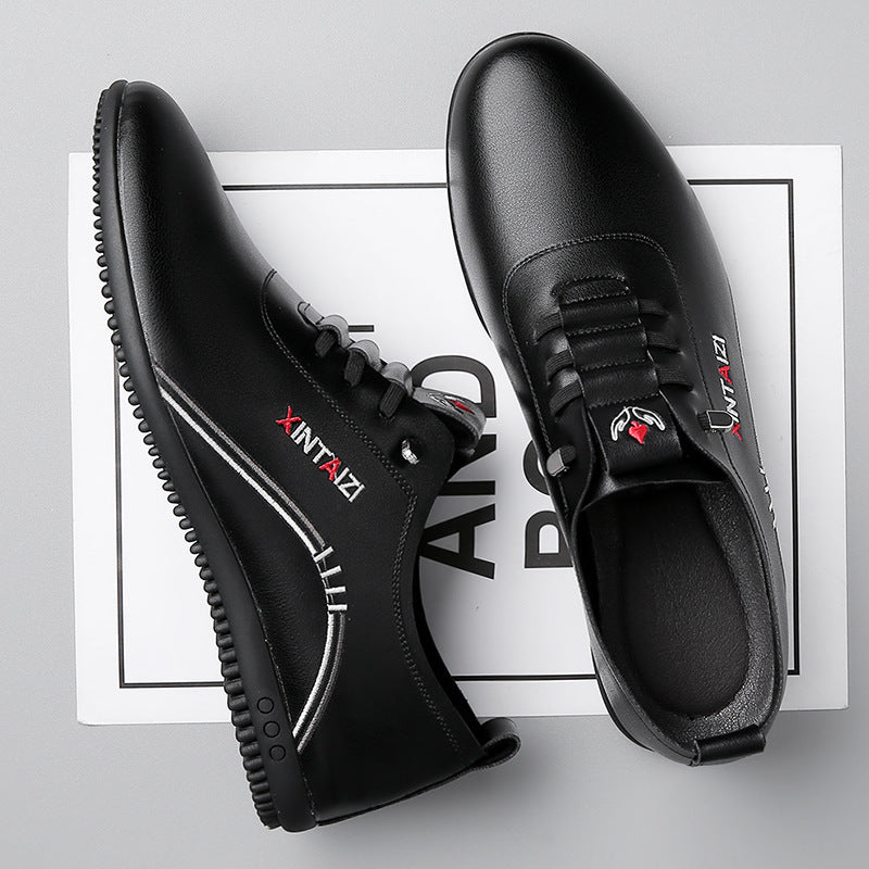 Herren Eleganter leichter Lederimitat-Slip-On mit elastischer Schnellzug-Lacing und profilierter Gummisohle Drune