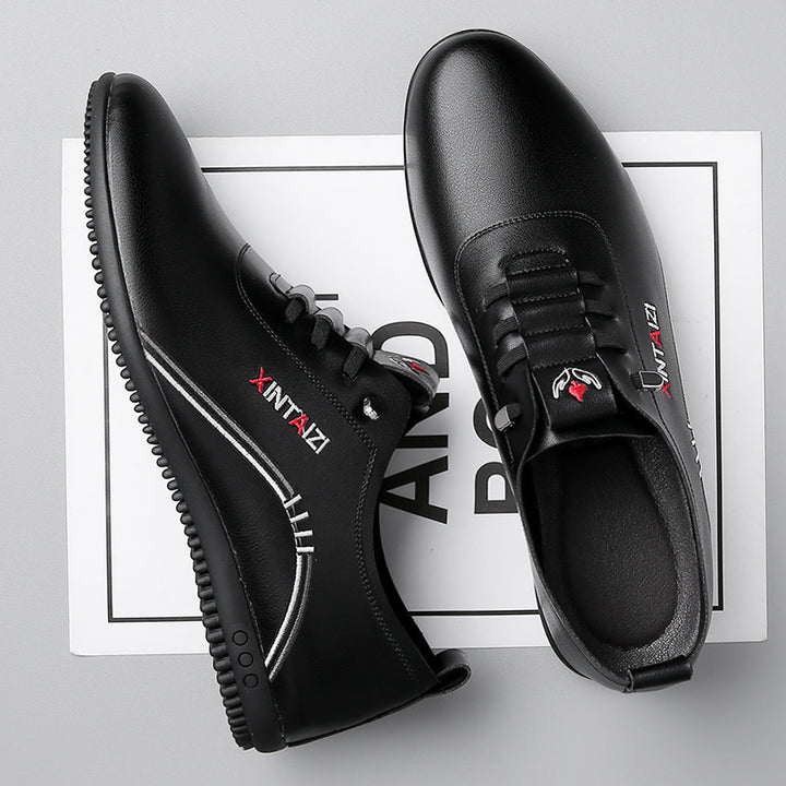 Herren Eleganter leichter Lederimitat-Slip-On mit elastischer Schnellzug-Lacing und profilierter Gummisohle Drune