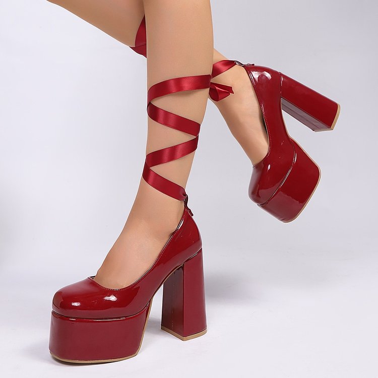 Damen Plateau-High Heels mit schickem Riemendesign Drune