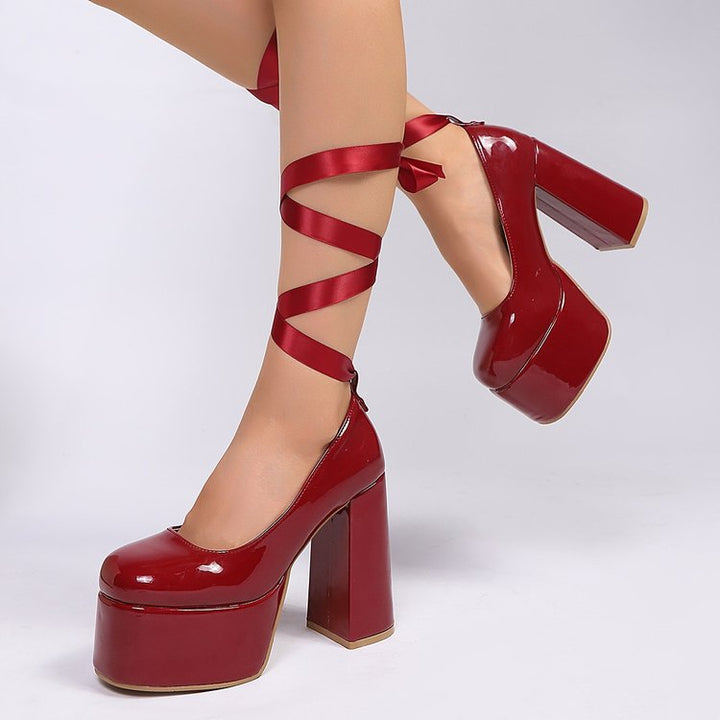Damen Plateau-High Heels mit schickem Riemendesign Drune
