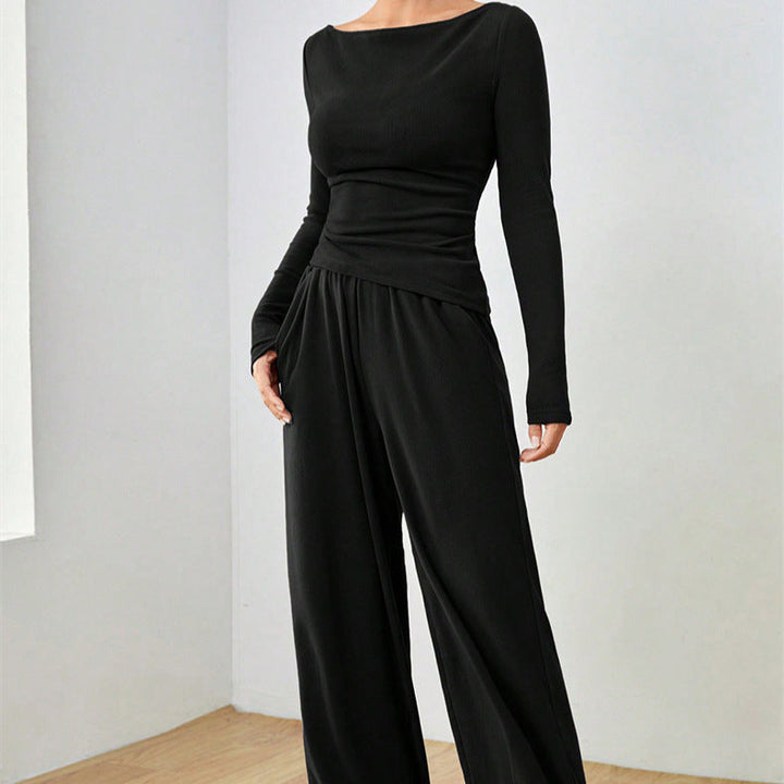 Damen Lässiges Oberteil und weite Hose Set Drune