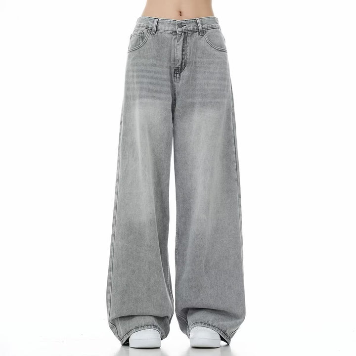 Damen Weitgeschnittene Jeans mit hohen Taillenbund Drune