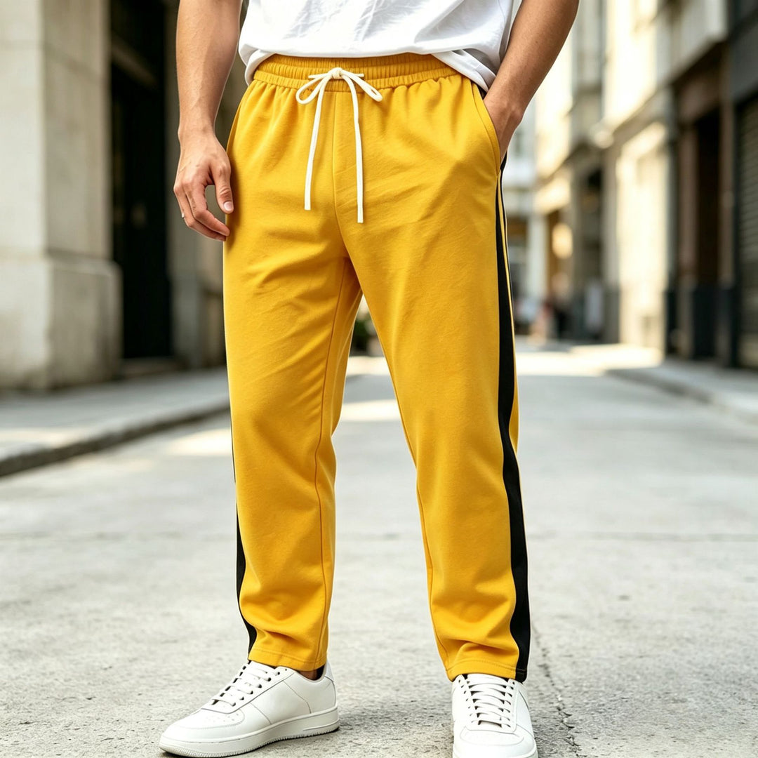 Herren Jogginghose mit seitlichem Kontraststreifen, elastischem Bund und Kordelzug Drune