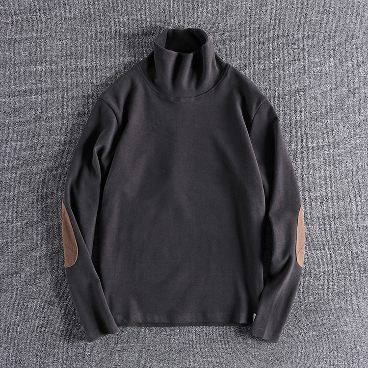 Herren Stehkragenpullover aus hochwertigem Fleece mit kontrastierenden Ellbogenpatches Drune