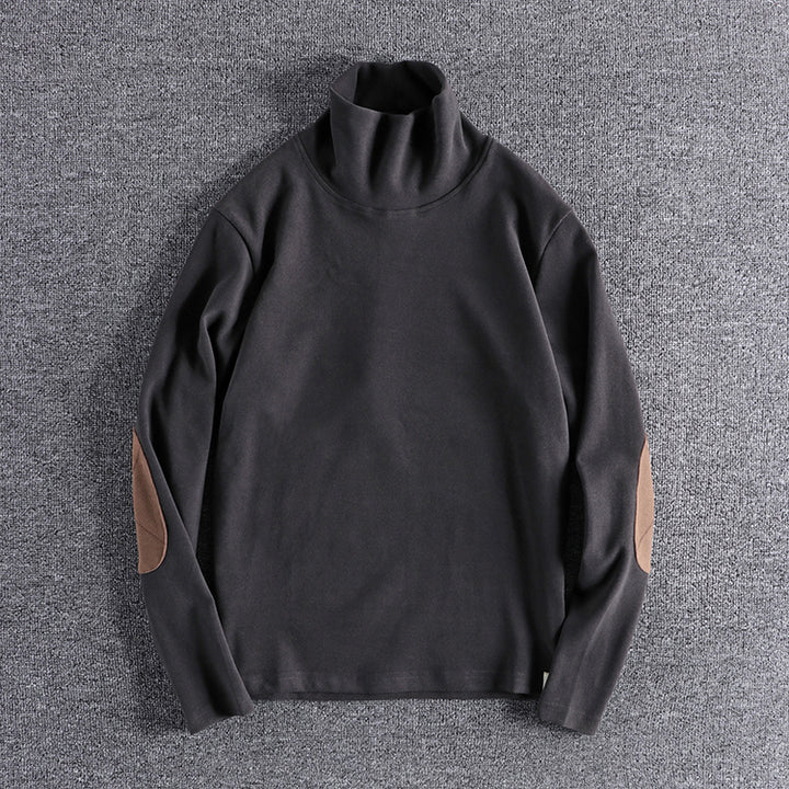Herren Stehkragenpullover aus hochwertigem Fleece mit kontrastierenden Ellbogenpatches Drune
