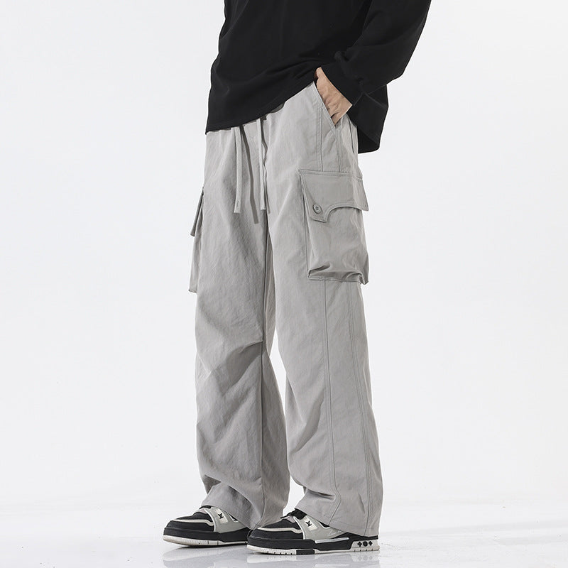 Herren Weite Twill-Cargohose mit Kordelbund und großen Patten-Taschen Drune