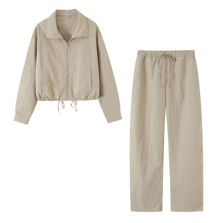 Damen Cropped-Übergangsjacke mit Tunnelzug und Stehkragen Drune
