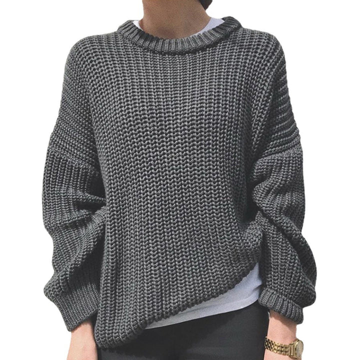 Damen lässiger Strickpullover mit modernem Rippmuster Drune