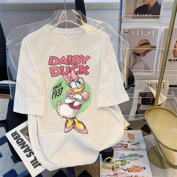 Damen T-Shirt mit kreativem Daisy Duck Druck Drune