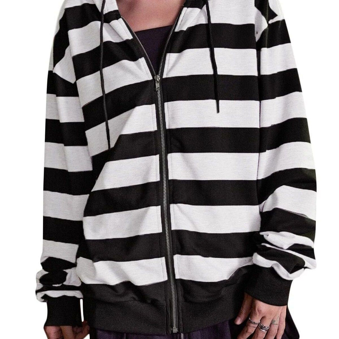 Damen Streifen-Hoodie mit Reißverschluss und lässigem Schnitt Drune