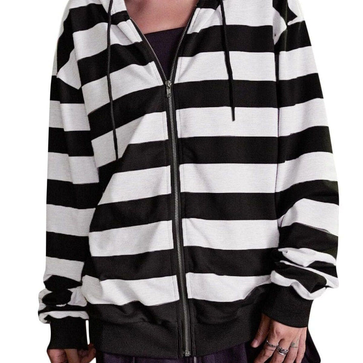 Damen Streifen-Hoodie mit Reißverschluss und lässigem Schnitt Drune