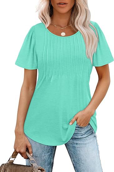 Damen Sommer T-Shirt mit Falten-Design Drune