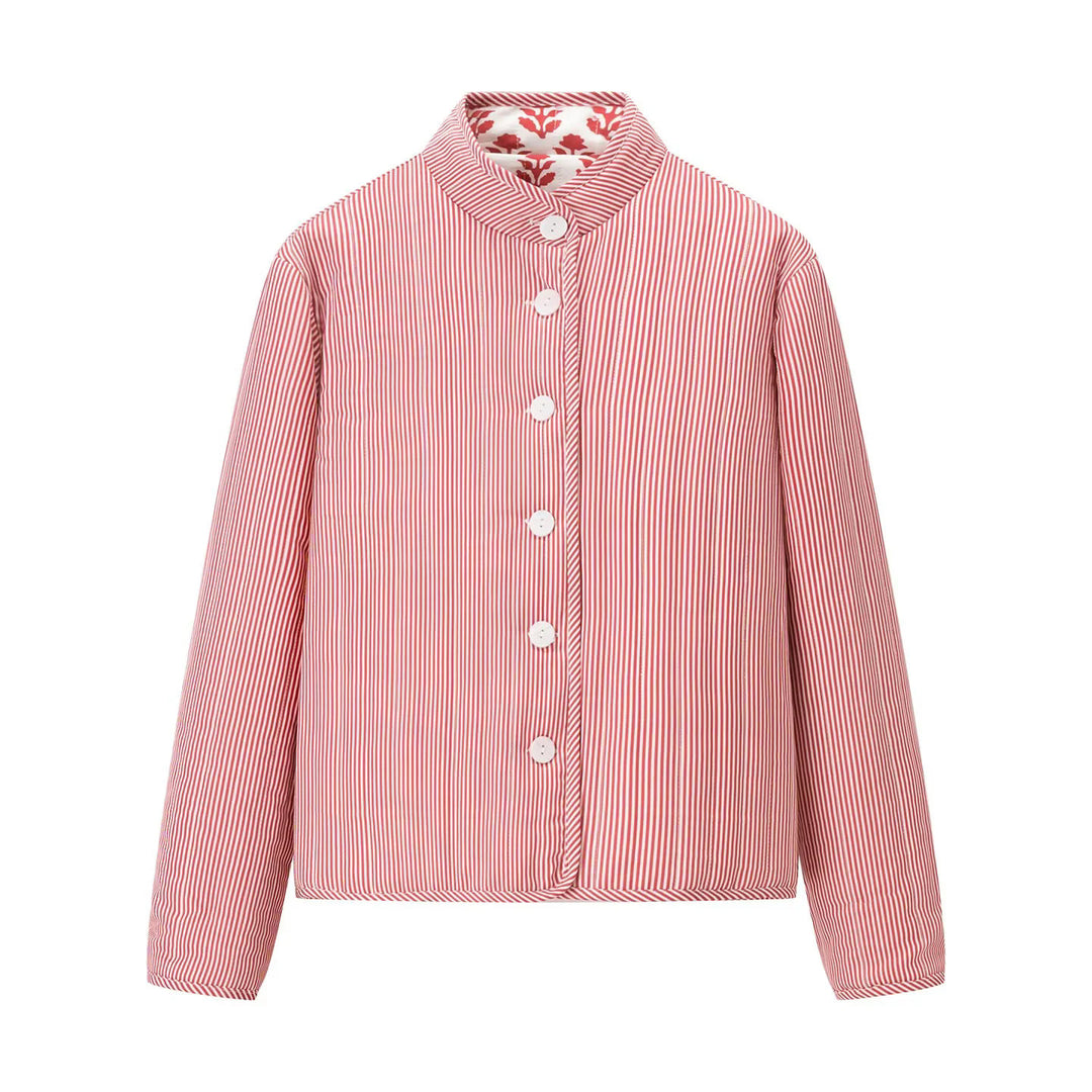 Damen nan leichte gesteppte Blusenjacke mit Stehkragen, Zierpaspel und floraler Allover‑Steppung Drune