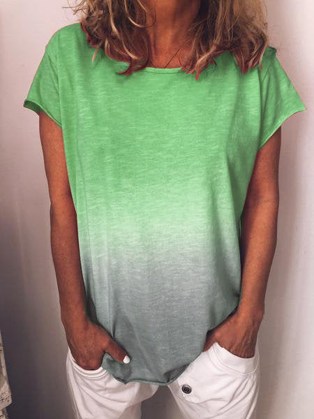 Drune | Gradient-Druck Bunt V-Ausschnitt T-Shirt