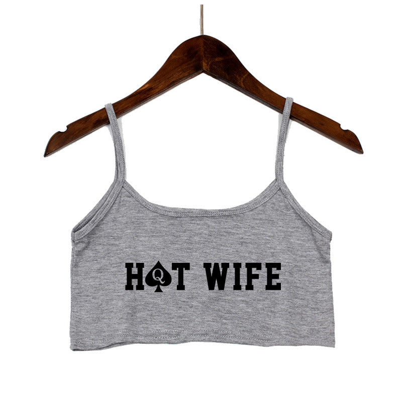 Damen Crop-Top mit modernen Schriftzügen und verstellbaren Trägern Drune