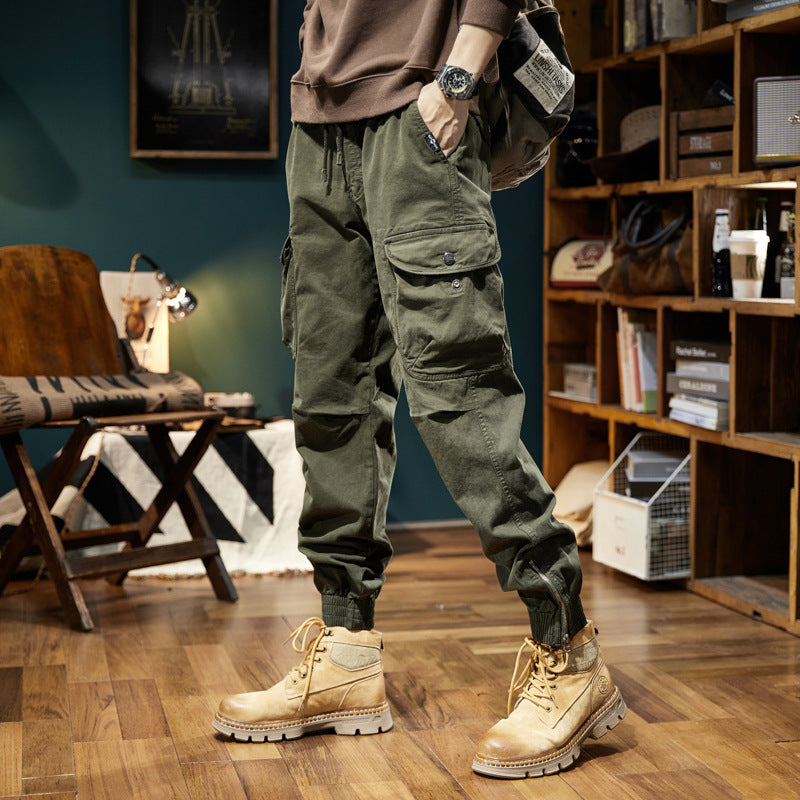 Herren Militärisch inspirierte Cargo-Joggerhose mit Tunnelzugbund und Klapp-Utility‑Taschen Drune