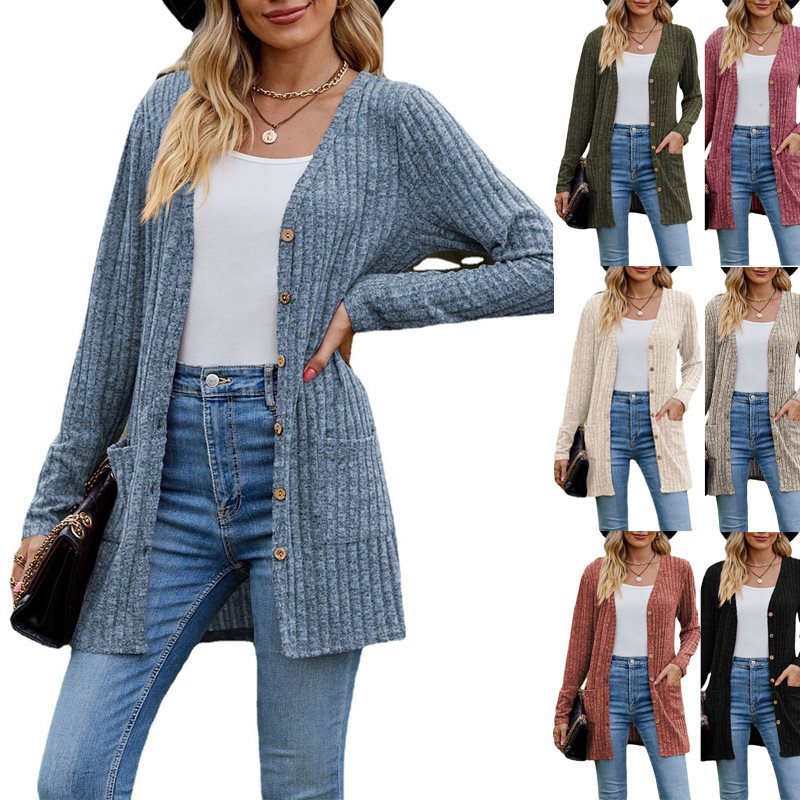 Damen lässiger Strickcardigan mit Knopfdetails und praktischen Taschen Drune