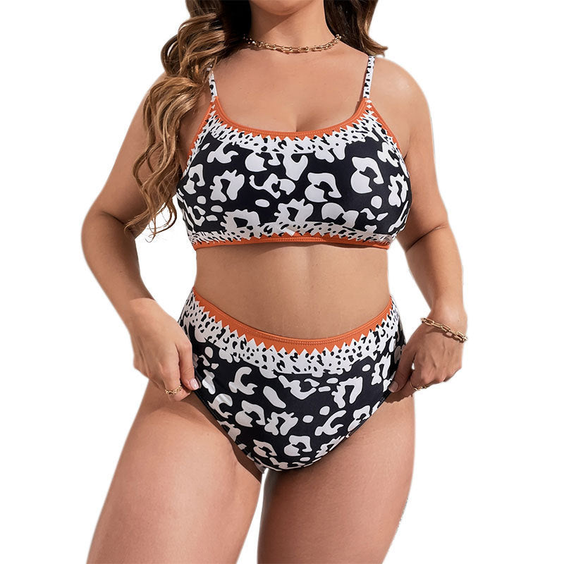 Damen Hochtaillierter Bikini mit animalischem Muster und sportlichem Design Drune