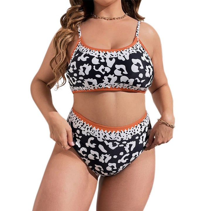 Damen Hochtaillierter Bikini mit animalischem Muster und sportlichem Design Drune
