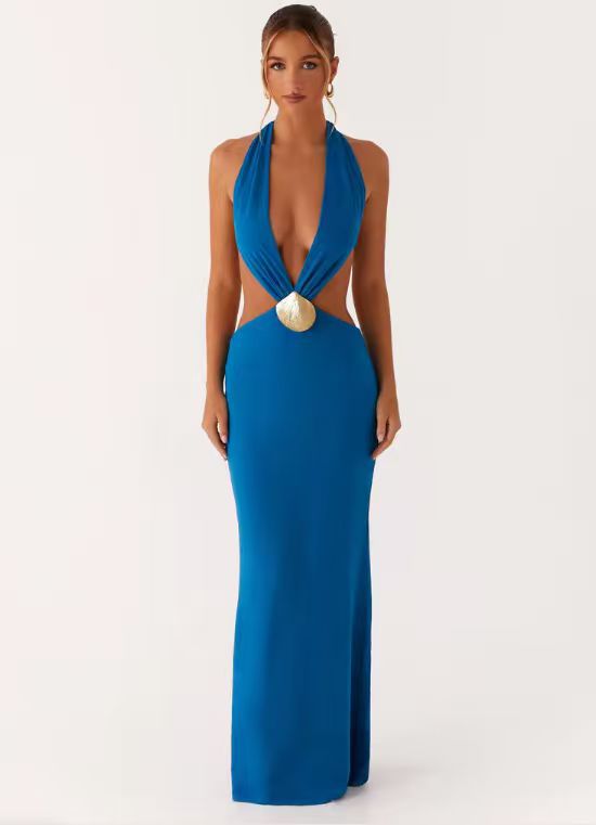 Damen Elegantes und verführerisches Abendkleid mit tiefem V-Ausschnitt und Cut-Out-Design Drune