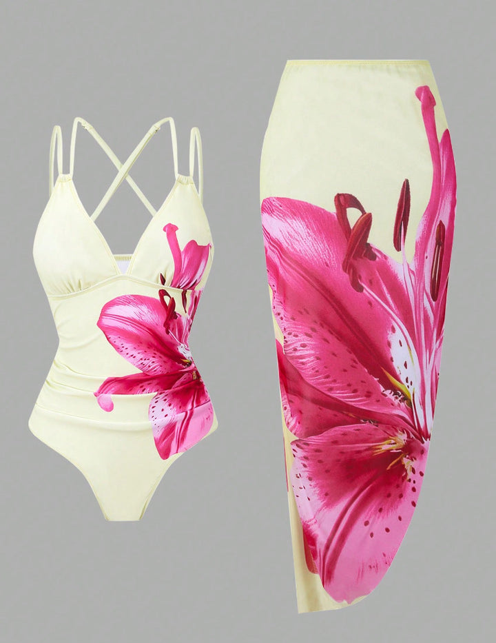 Damen Badeanzug mit elegantem Blumenprint Drune