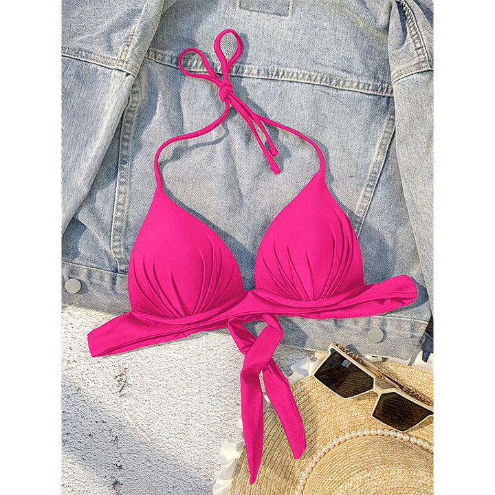 Damen Triangel-Bikini-Oberteil mit verstellbarem Halter und elegantem Wickeldetail Drune