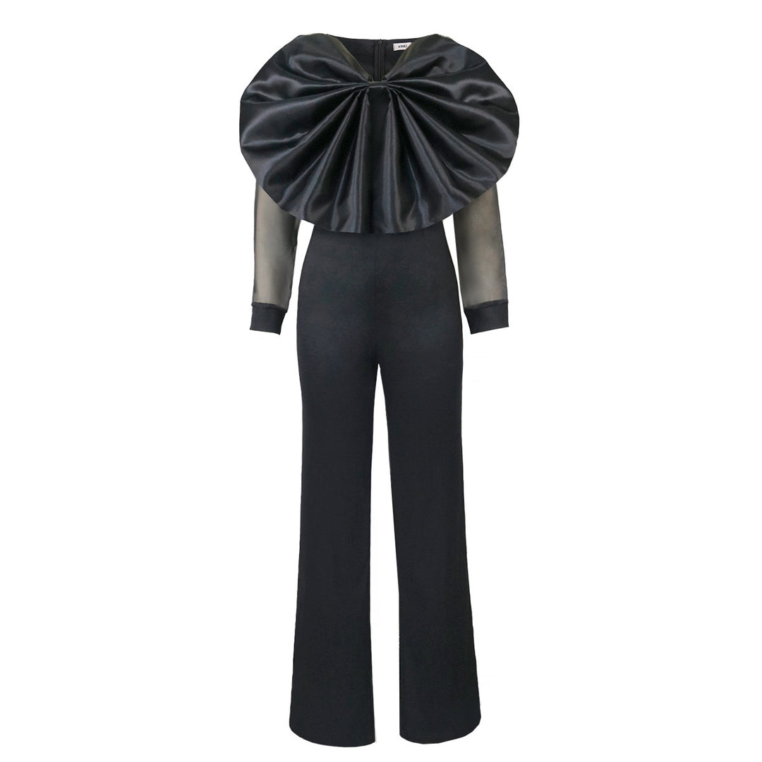 Damen Eleganter Jumpsuit mit voluminösem Satinkleid Drune