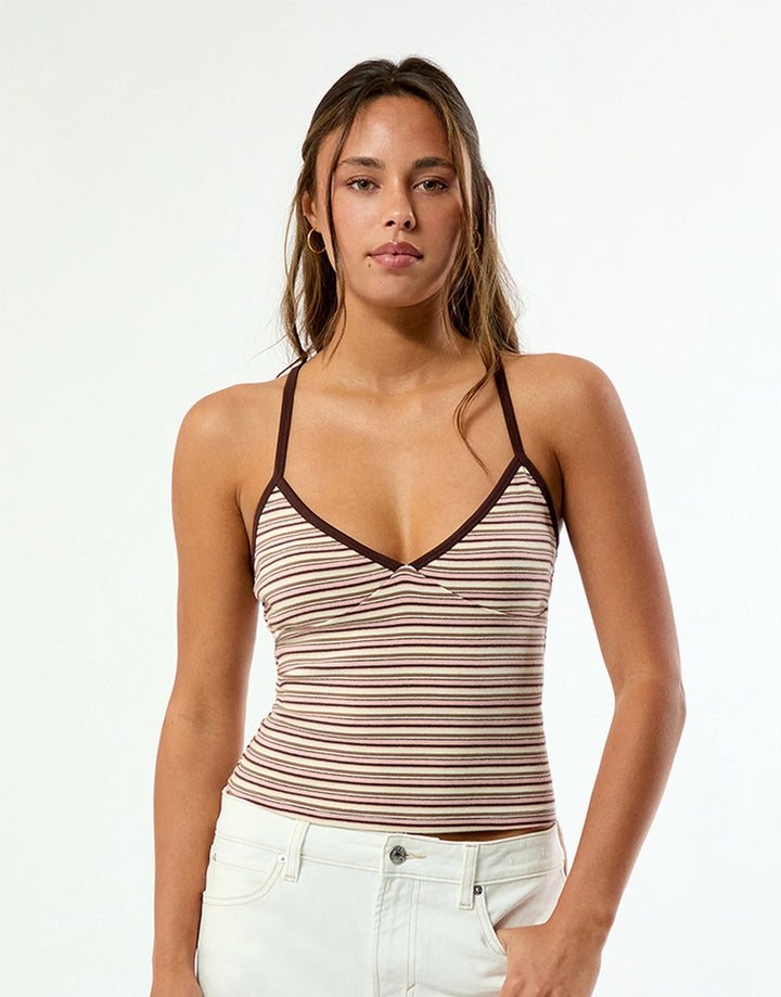 Damen Camisole-Top im lässigen Streifendesign mit verstellbaren Trägern Drune