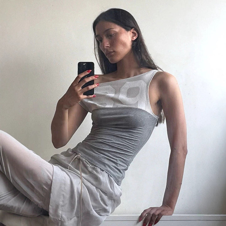 Damen stylisches Sportoberteil mit Netz-Einsätzen und Figurbetontem Schnitt Drune