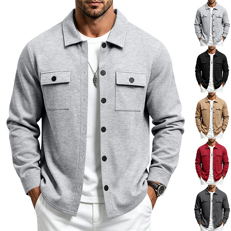 Herren Overshirt-Jacke mit Druckknopfleiste und aufgesetzten Brusttaschen Drune