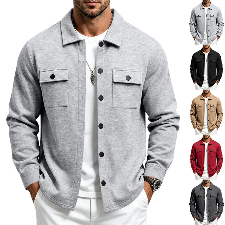 Herren Overshirt-Jacke mit Druckknopfleiste und aufgesetzten Brusttaschen Drune