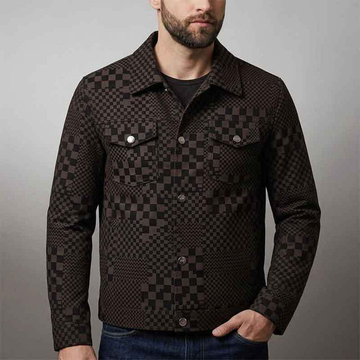 Herren Modische Steppjacke mit einzigartigem Karomuster Drune
