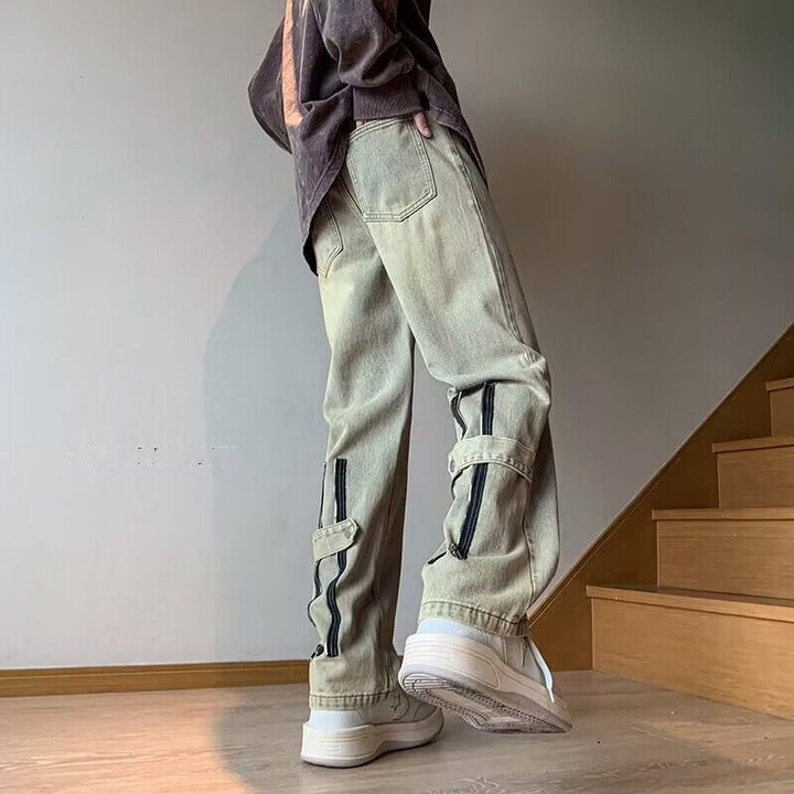 Herren Modische Cargo-Hose mit Reißverschlussdetails Drune