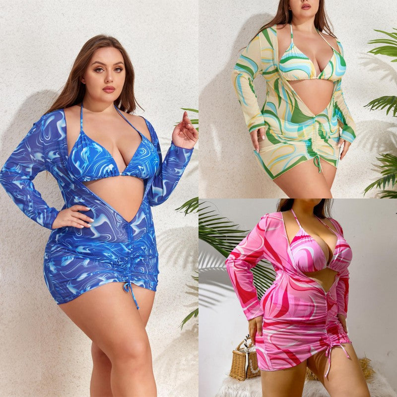 Damen Modischer Badeanzug mit Langarm und Wickeldetail Drune