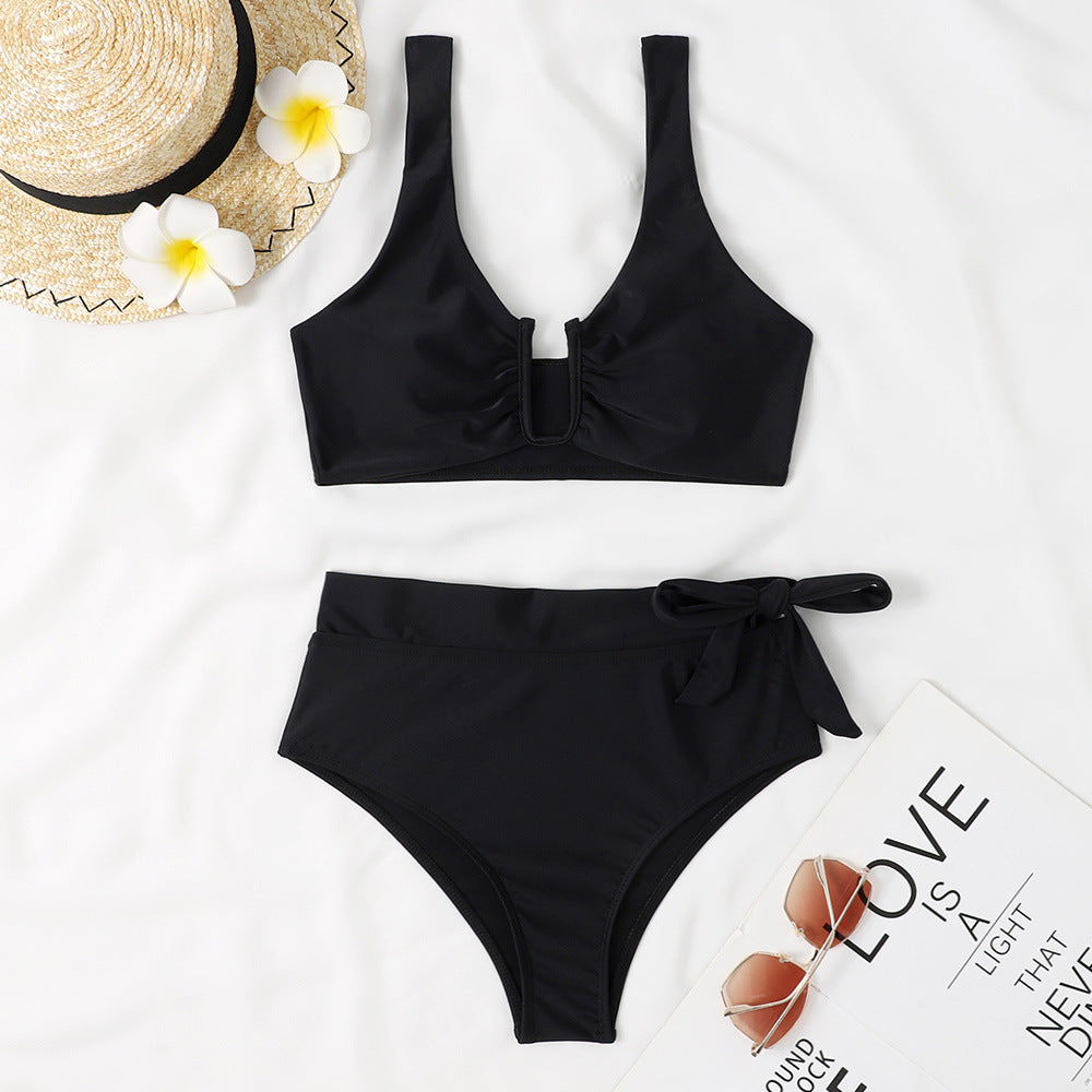 Damen Bikini-Set mit elegantem Knotendesign und hoch taillierter Hose Drune