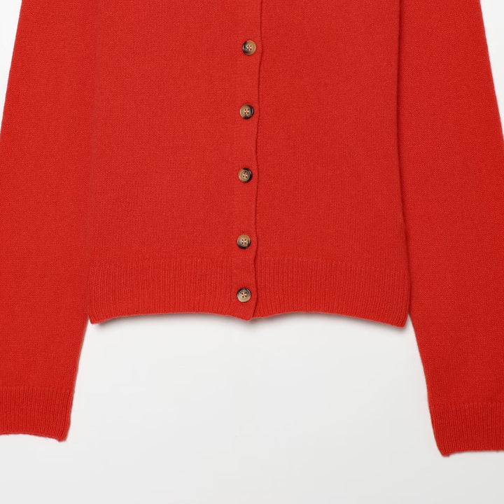 Damen Feinstrick-Cardigan mit Rundhalsausschnitt und durchgehender Knopfleiste Drune