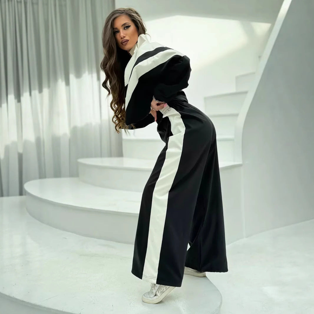 Damen Sportliche Jacke und weite Hose im modernen Design mit grafischen Details Drune