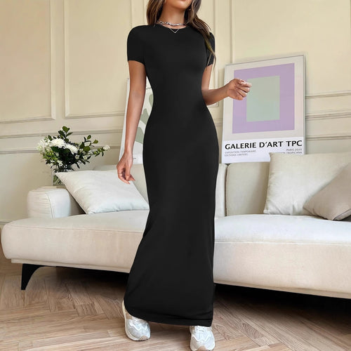 Damen Figurbetontes Maxikleid mit V-Ausschnitt Drune