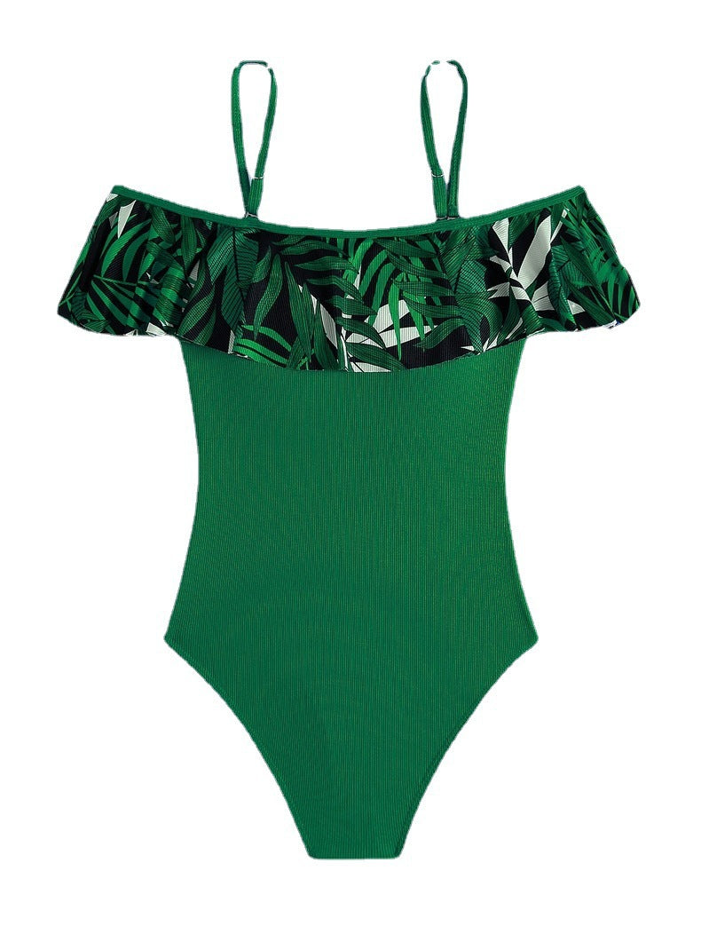 Damen Badeanzug mit floralem Volant Drune