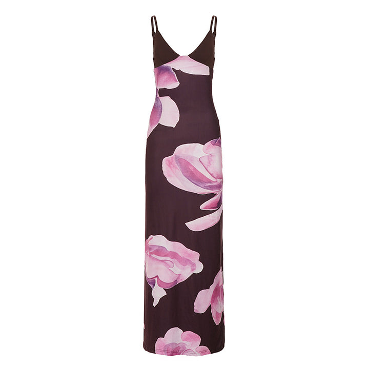 Damen Maxikleid mit floralem Print und verstellbaren Trägern Drune