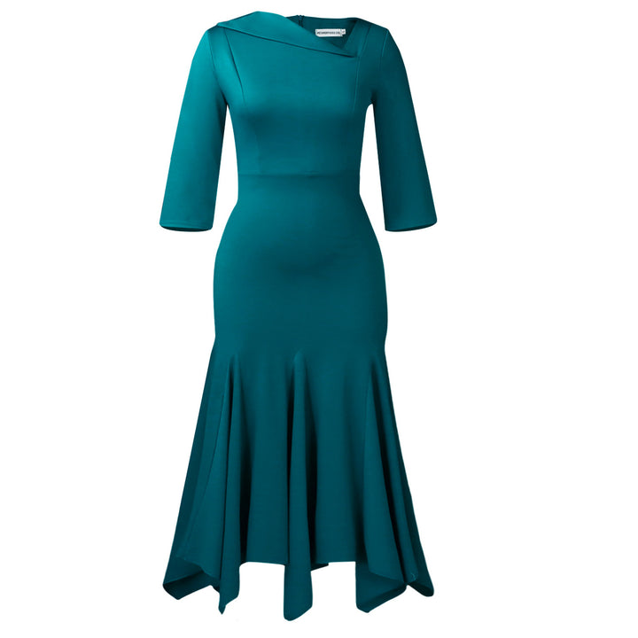 Damen Elegantes und figurbetontes Cocktailkleid mit Flügelärmel Drune